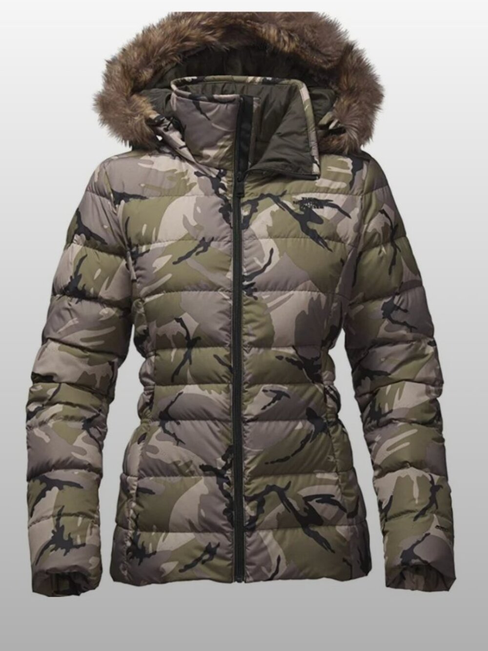 The North Face Gotham II Hooded Down Puffer Jacket Camo Army Green - Women's XL